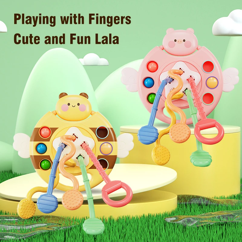 

Baby Sensory Toys Silicone Pull String Toys Baby Activity Motor Skills Development Educational Toy for Babies 1 2 3 Years