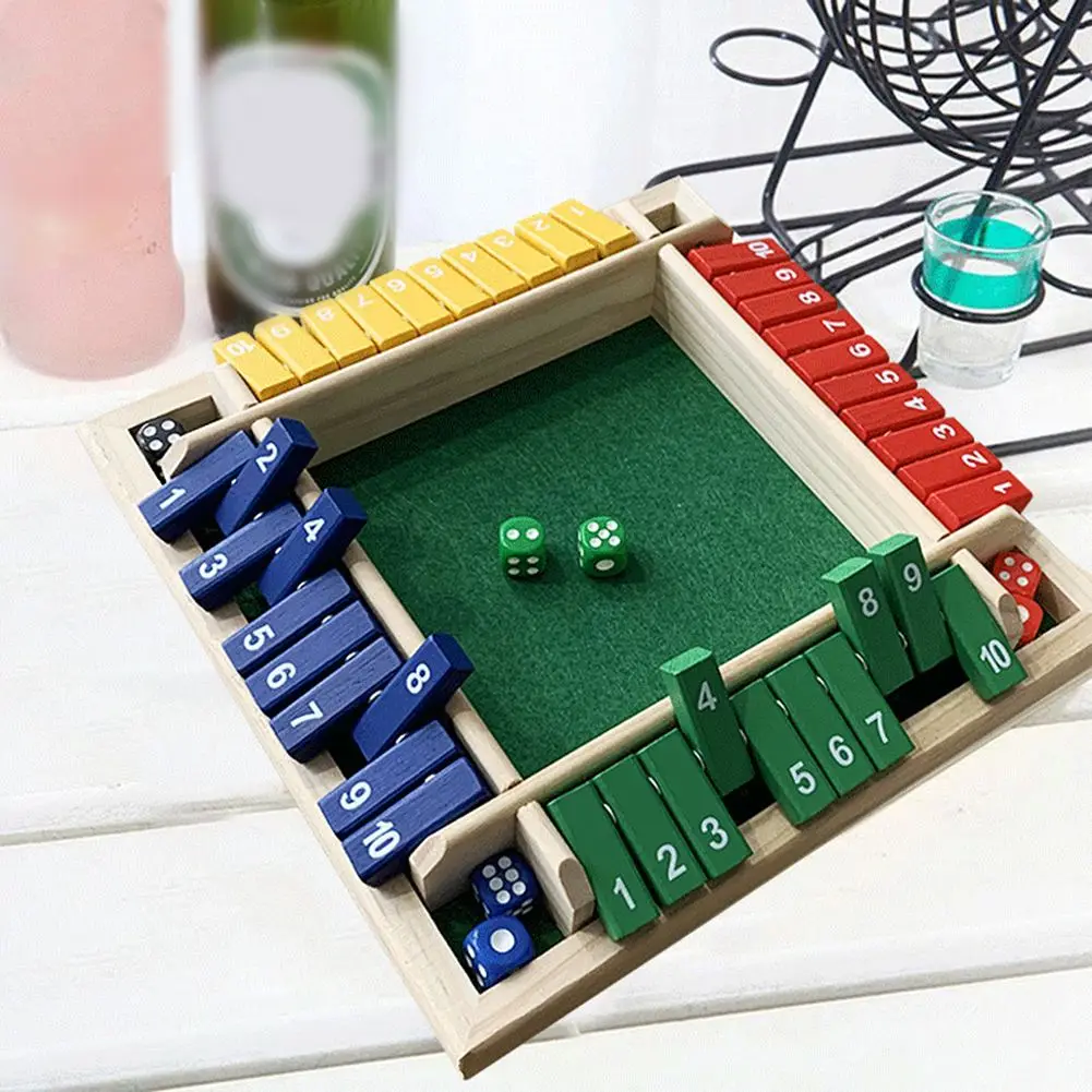 4 Players/ Shut The Box Board /Game Wooden Board /Table Math Game For Families /Classrooms Parties Picnics /Birthdays Bars Game