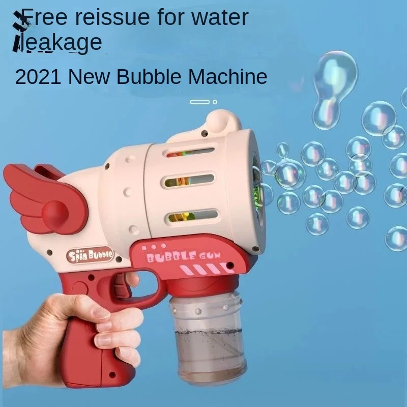 DokiToy Children's Bubble Machine Toy Outdoor Blowing Bubble 5-hole Angel Wings Bubble Gun with Light New Hot 2024 Dropshipping 2
