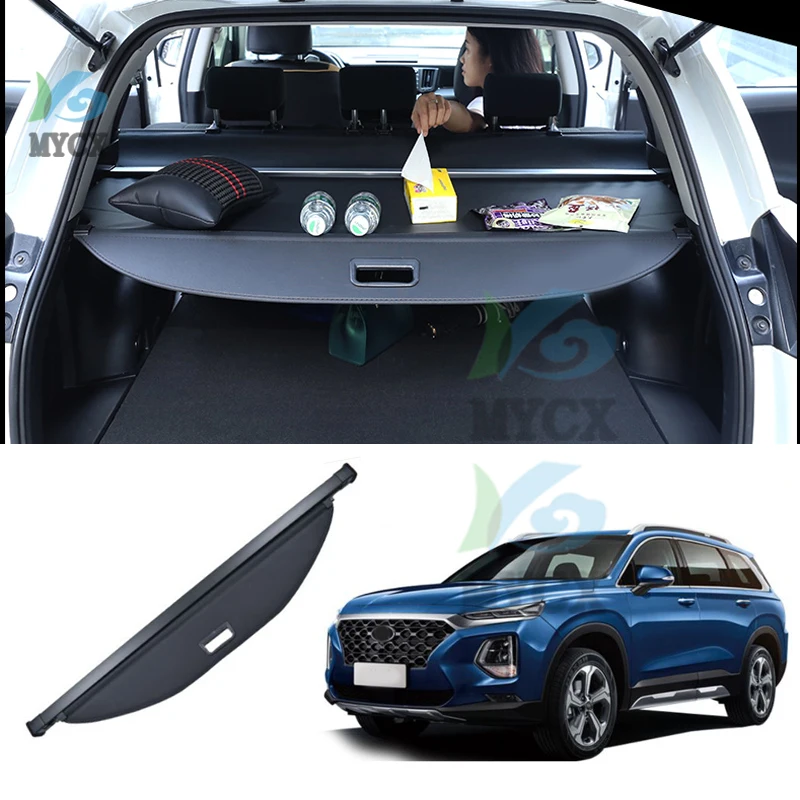 

Aluminium Alloy Fabric Rear Trunk Security Shield Cargo Cover For 2013 2014 2015 2016 2017 2018 2019 2020 Hyundai Santa Fe ix45