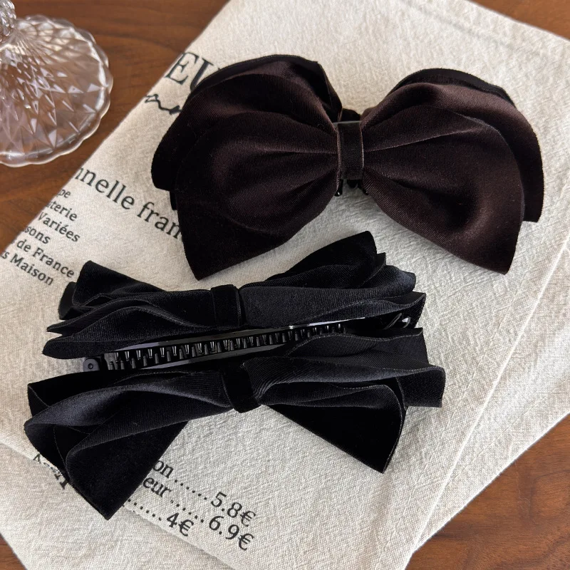 Bananenclip aus Samt mit Schleife, hohe Pferdeschwanz-Haarspange, gerade Haarspange, gedrehte Clip, süßes Haar-Accessoire – Detail 8