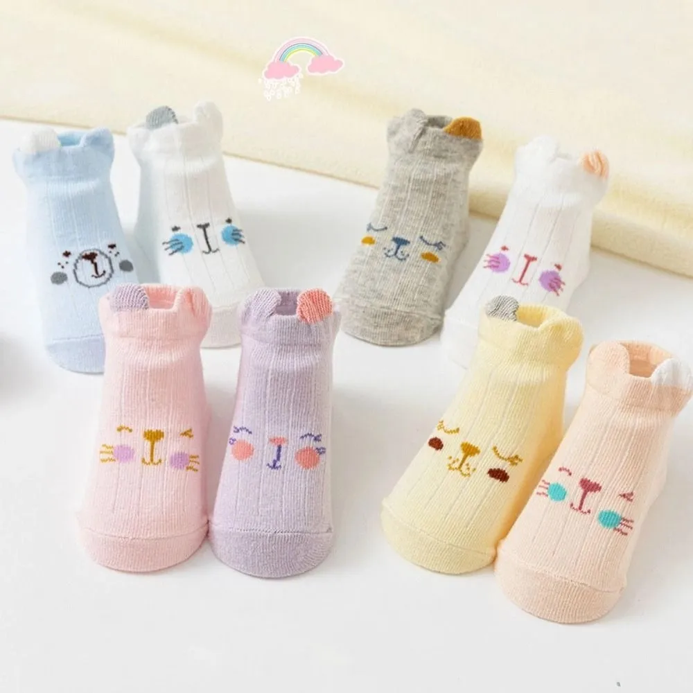 8Pairs Bear Ears Baby Cotton Socks Cat Rabbit Breathable Toddle Short Tube Socks Autumn Spring Cute Children Cartoon Socks