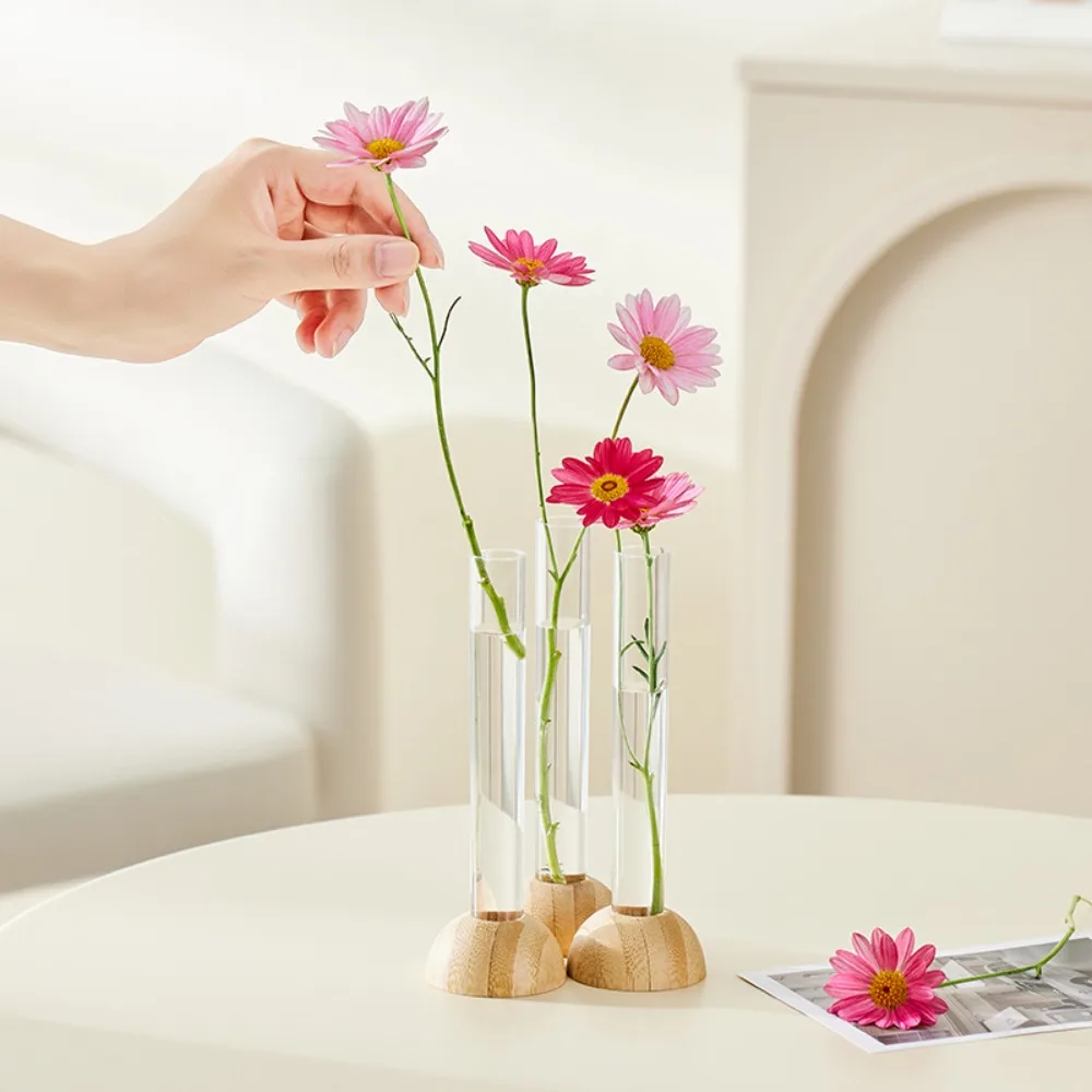 Household Plastic Test Tube Clear Vase Space-Saving Bonsai Transparent Hydroponic Vase Tabletop Decoration Plants Flower Pot