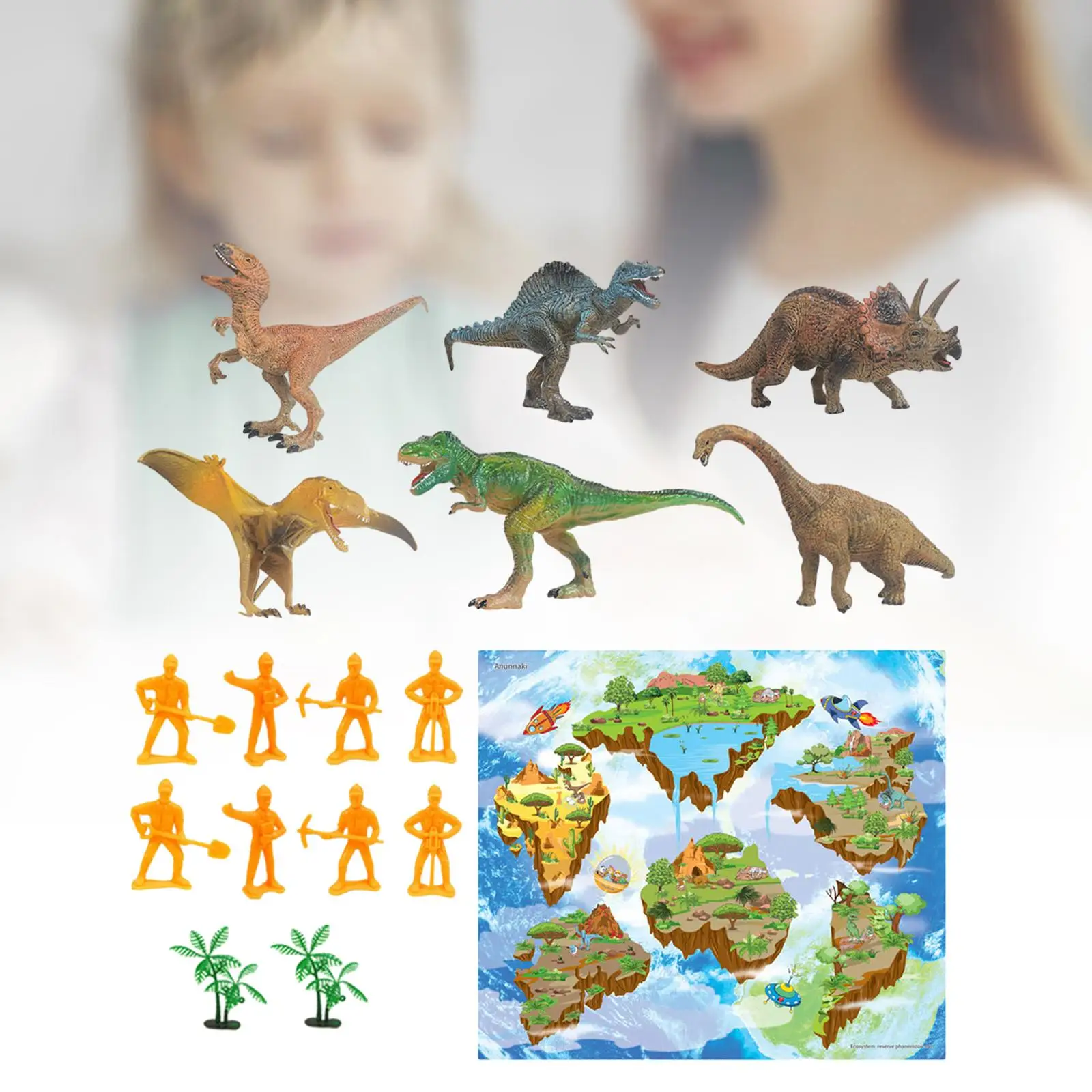 17x Realistic Dinosaur Figures Set with Mat Dinosaur Toy Play Kits for Boy