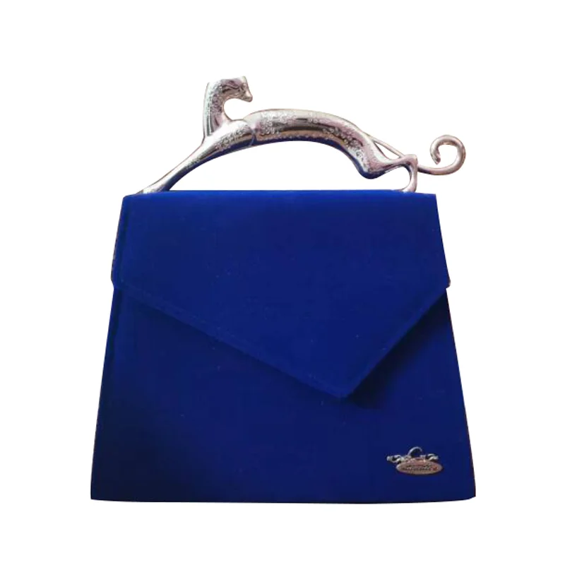 

Vintage Designer Bag Women Purse and HandBag Blue Chain Shoulder Crossbody Bag for Ladies Metal Handle Party Dinner Clutch Bags