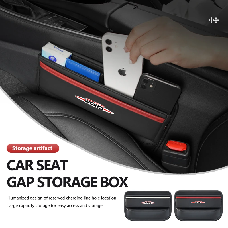 Car Leather Seat Gap Storage Box Seat Side Filler Organizer Per Mini Cooper Works R56 F56 R53 R60 Clubman Jcw Countryman