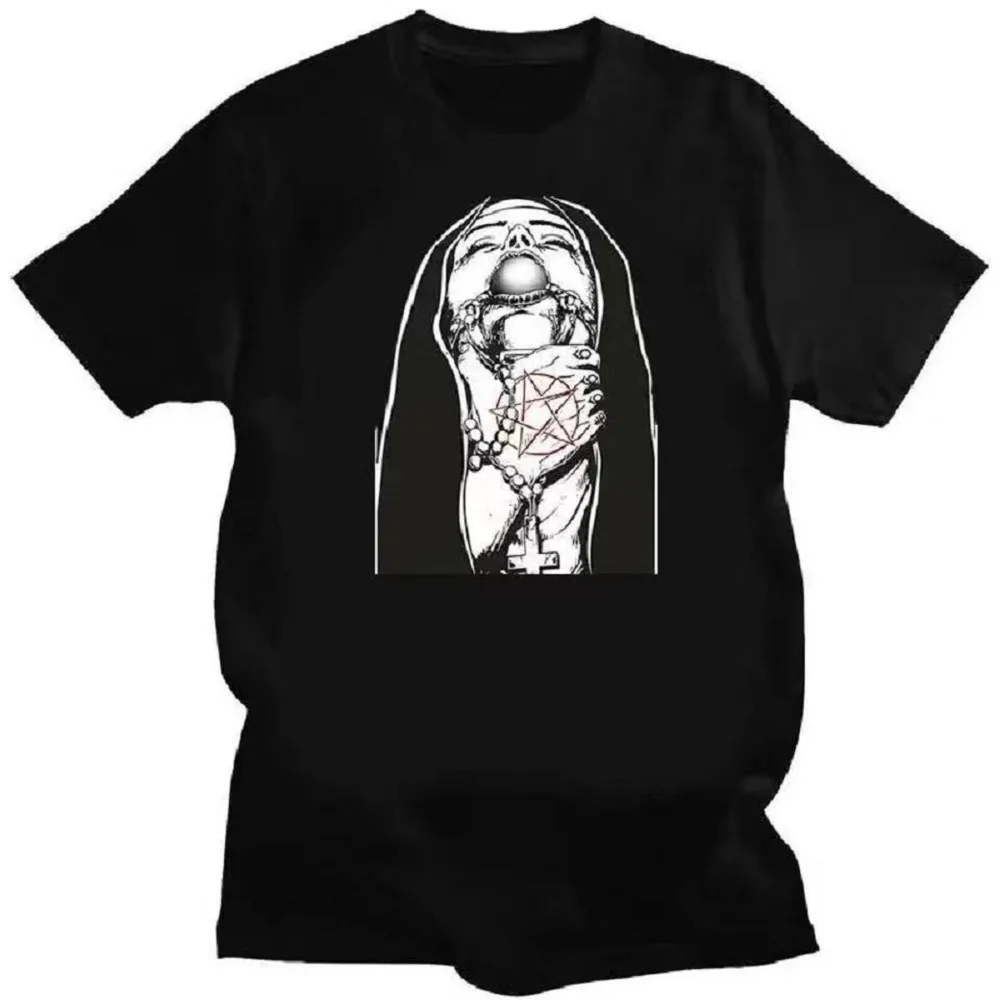 Satanic Nun Tattoos Unholy Tricou Bărbați Sexy T Vară Confort Funny Tricou Imprimare Creativitate Noutate Bărbați mânecă scurtă_voghion.com