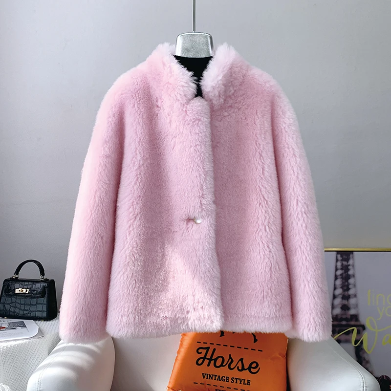 Women's Teddy Bear Coat Real Wool Bomber Jacket Lady's Alpaca Teddy Coat  Long Jacket Fashion Outwear Female Sheep Fur S5041 - AliExpress