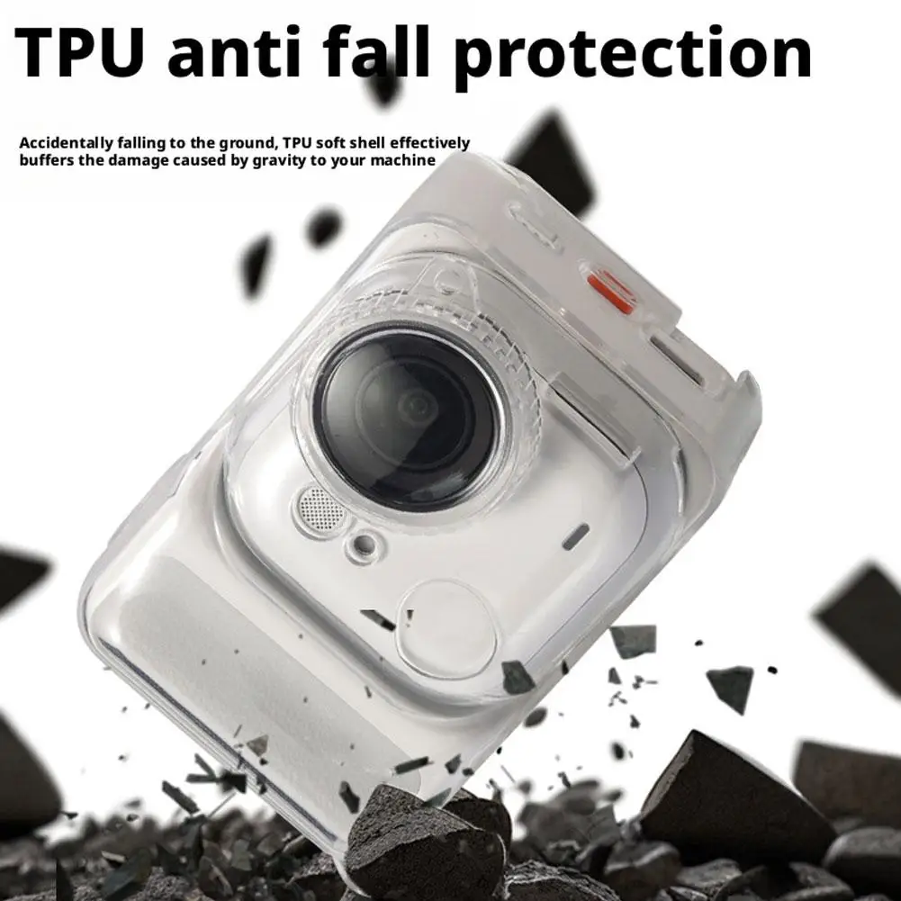 Étui de protection TPU transparent pour Insta360 GO Ultra, montrant le dos de la caméra avec ouvertures