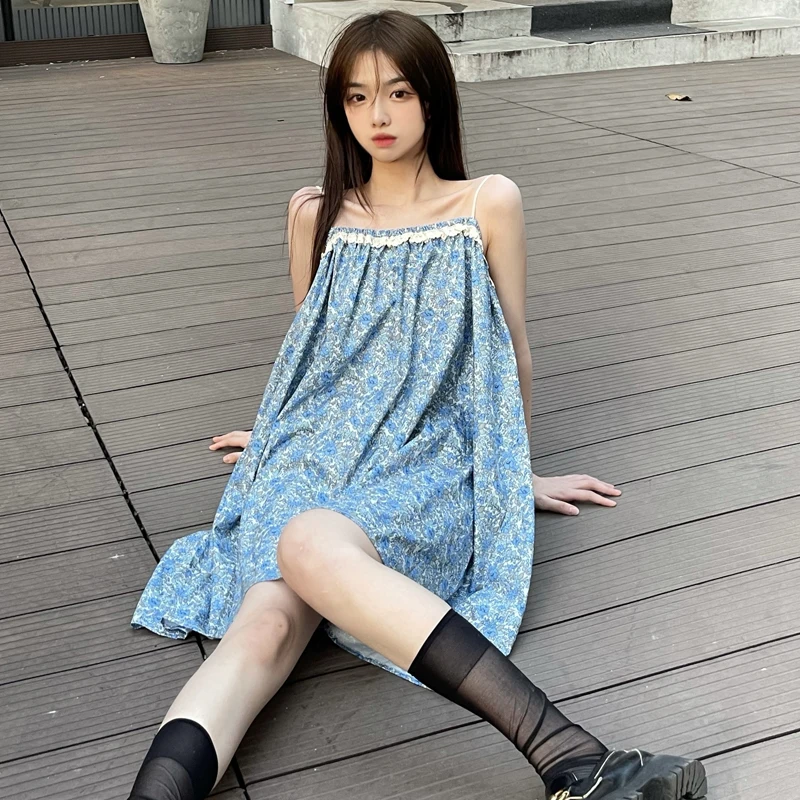 

2023 Summer Dress Pure Lust Small Flower Gentle Wind Sling Female Sweet Fashionable Versatile And Thin Free Shipping