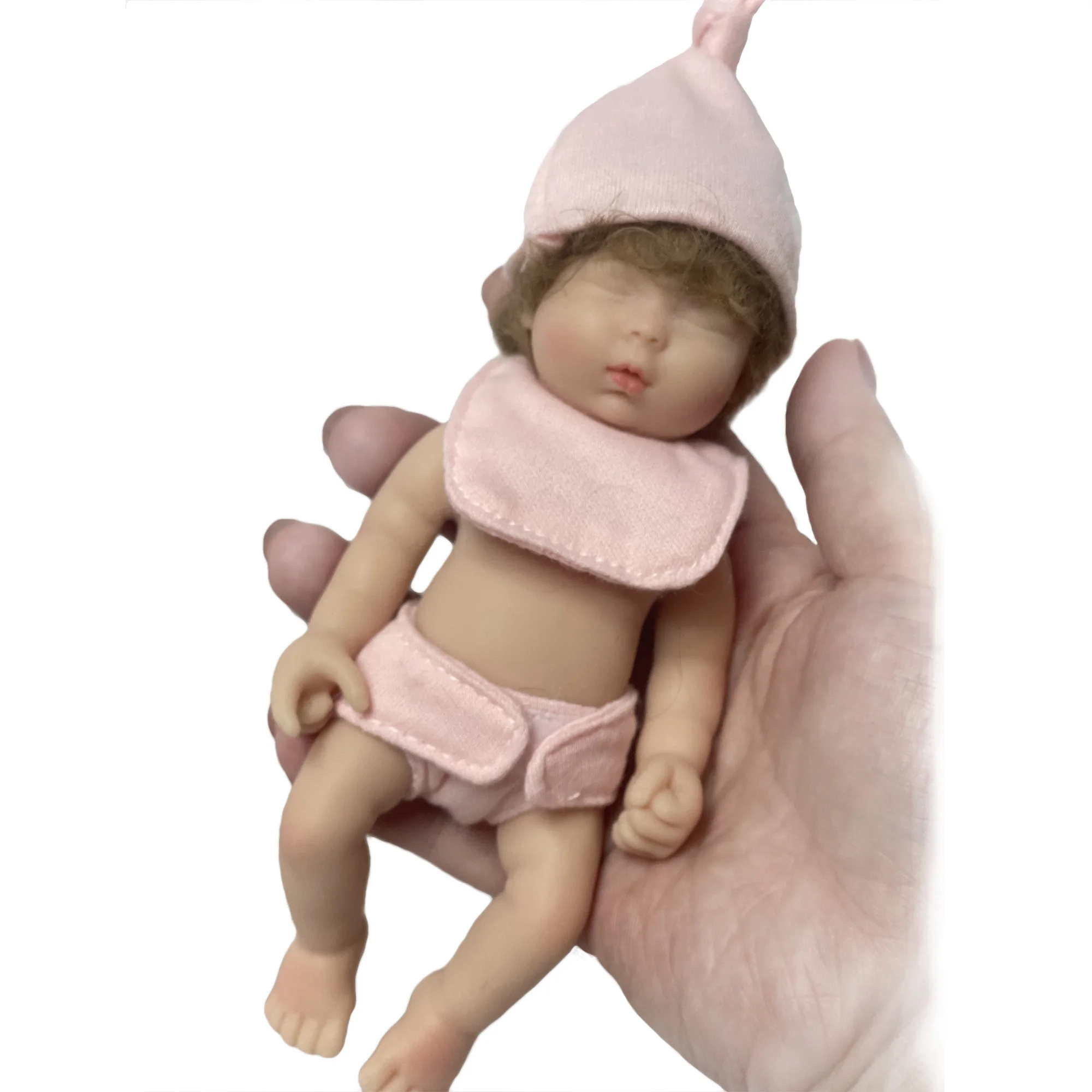 Mini Bebê Reborn Silicone Sólido Realista 15cm.