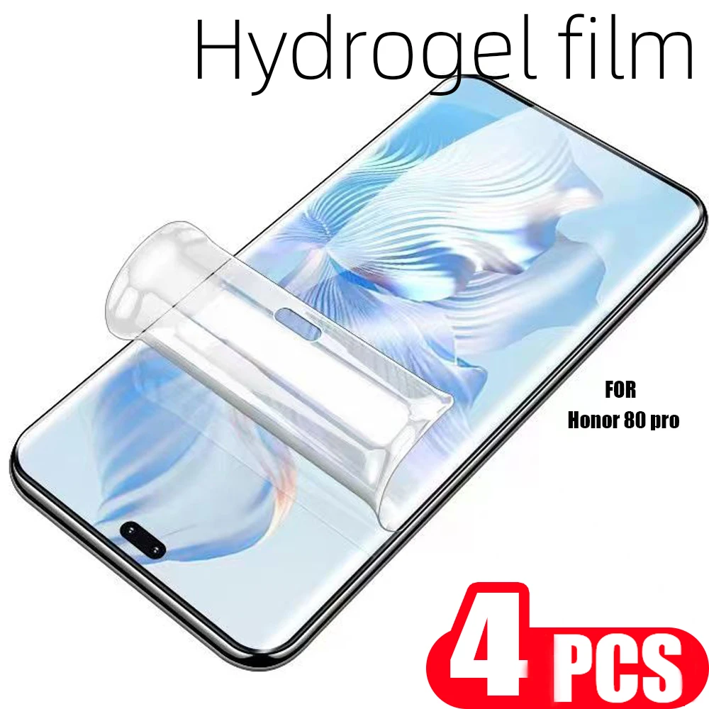 

4Pcs full cover protective film for Honor 60 70 pro plus 80 lite GT 50 SE Flat Hydrogel film Not Glass phone screen protector HD