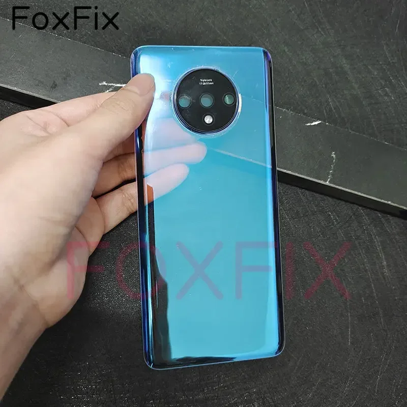 Clear Glass Back Cover For Oneplus 7 7T Pro Battery Door Rear Housing Case Panel With Camera Lens Replacement+Adhesive Sticker phone back cover glass battery cover glass phone back cover phone camera lens