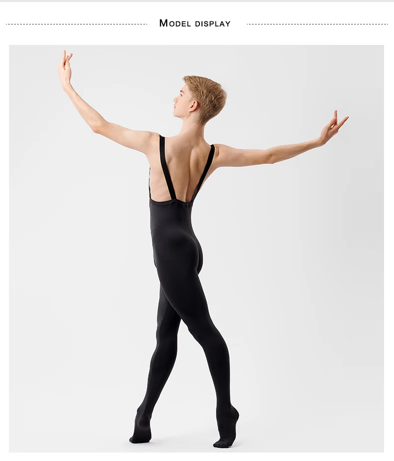 Einteiliger schwarzer Tank-Ganzanzug für Herren, ärmellos, Ganzkörper-Tight-Overall, Tanzkostüm mit Hosenträgern für Fitness – Detail 19
