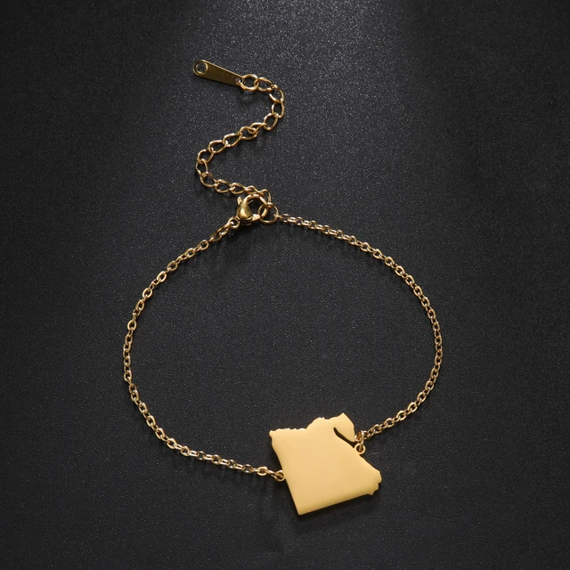 Hollow Syria Map Egypt Lebanon Yemen Map Bracelet Stainless Steel Gold Color Bracelet For Friend Memorial Gift - - AliExpress