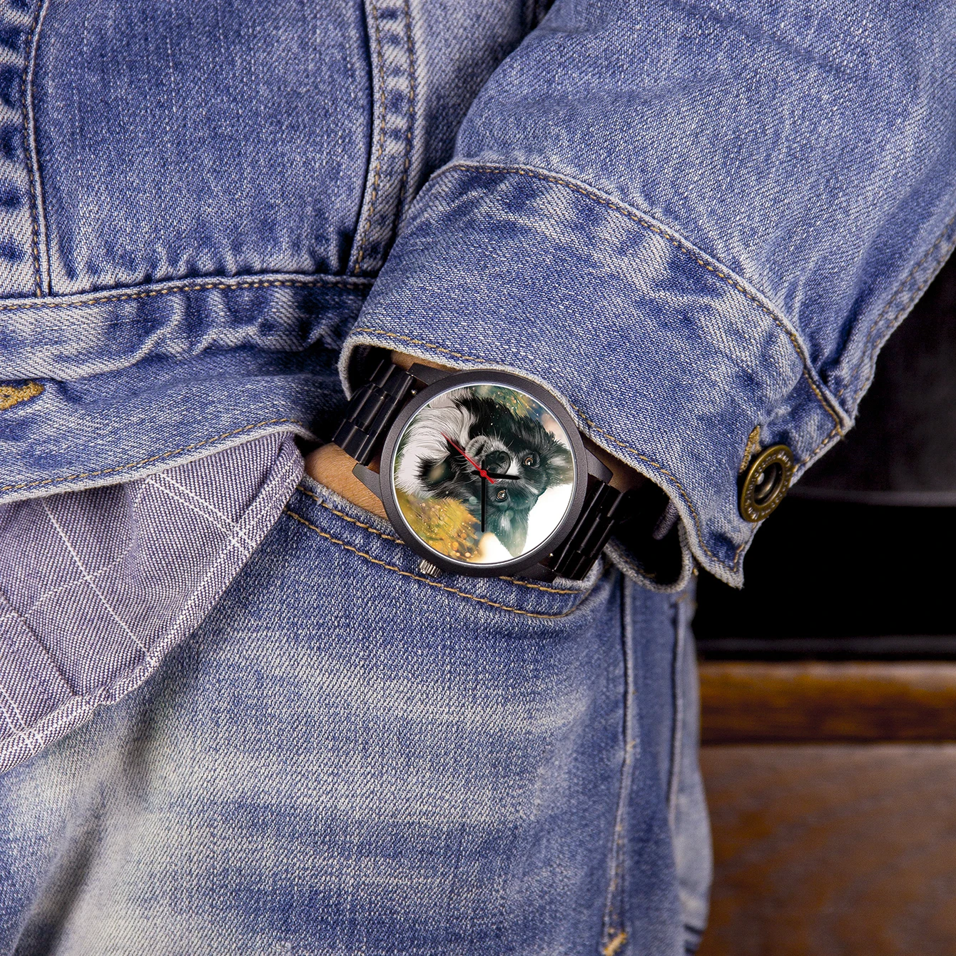 Factory Store Dogs Design Street Style Border collie Pet Shop Souvenir Gifts for Mom Family Pet Plus Men's  Quartz Wrist Watch 6