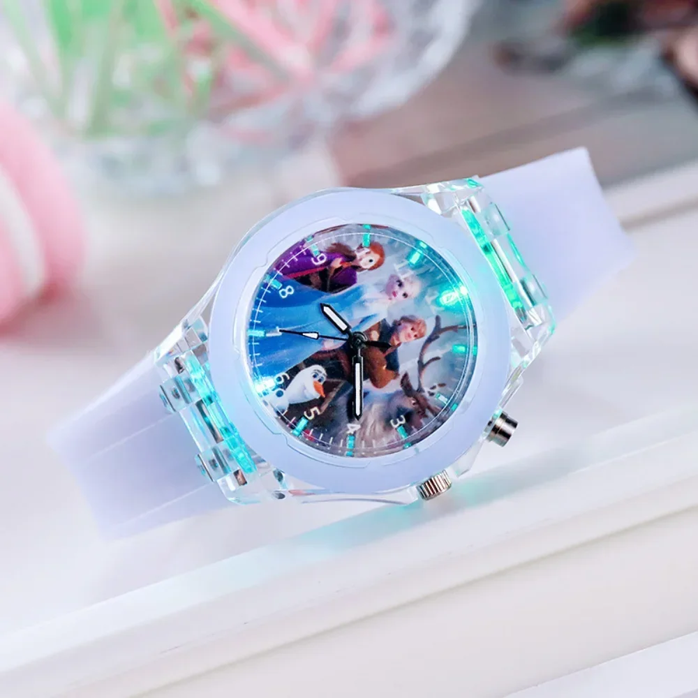 Disney Frozen Princess Pattern Kids Watches LED Flash Children Watch Toys Fashion Quartz Wristwatch Christmas Gifts for Kids 5