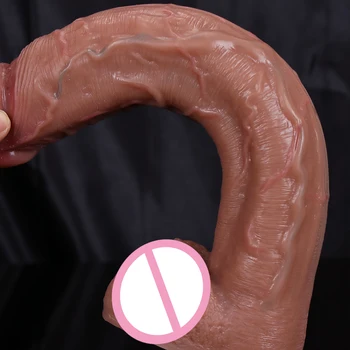 Realistic Big Double Penetration Dildo Anal Plug Toys for Adults 18 Soft Woman Masturbators Long Penis Suction Cup Silicone Dick 5