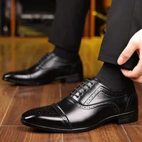 Big Size New Designer Brogue Shoes for Men Spring Autumn Fashion Casual Leather Shoes Carved British Dress Men's Shoe 2