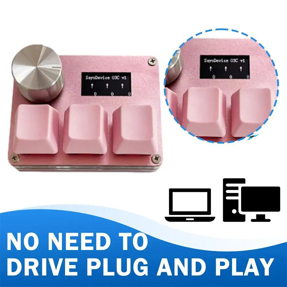 

Pink Switches Keyboard With Knob Screen Copy Paste Knob Wireless Keypads Mechanical Shotcut Keyboard Bluetooth Macro K1j6