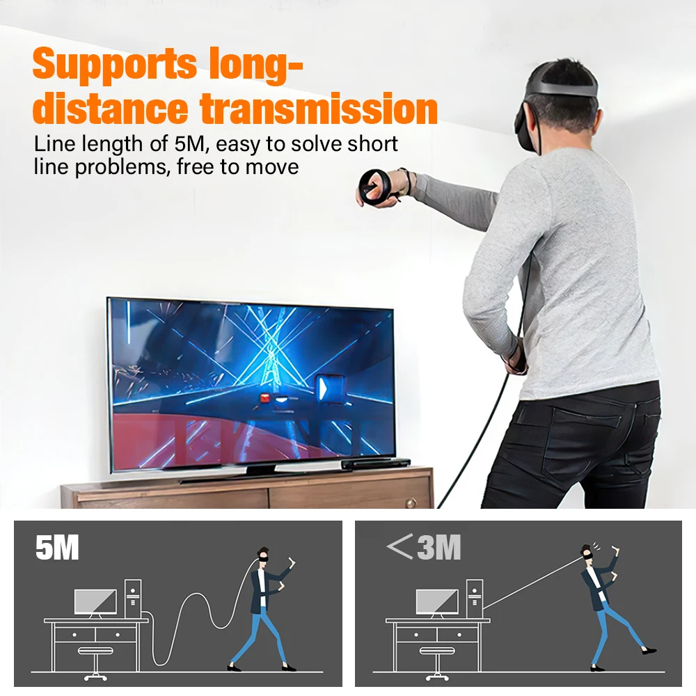 5m High-Speed VR Link & Charging Cable - USB 3.2 Type C Data Cord