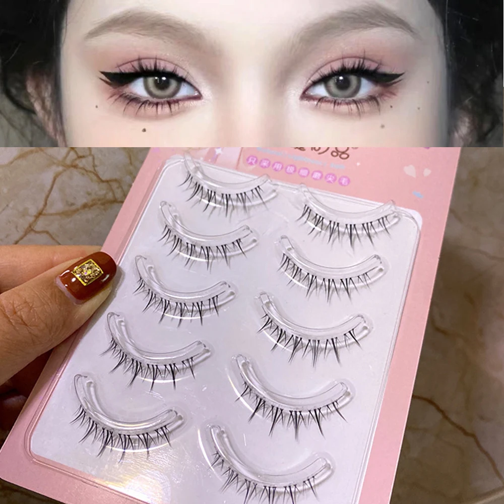 

5Pairs Natural Comic Eye Under Eyelash Daily Makeup Lash Extension Lower Eyelashes Little Devil Transparent Eyelash Makeup Tool