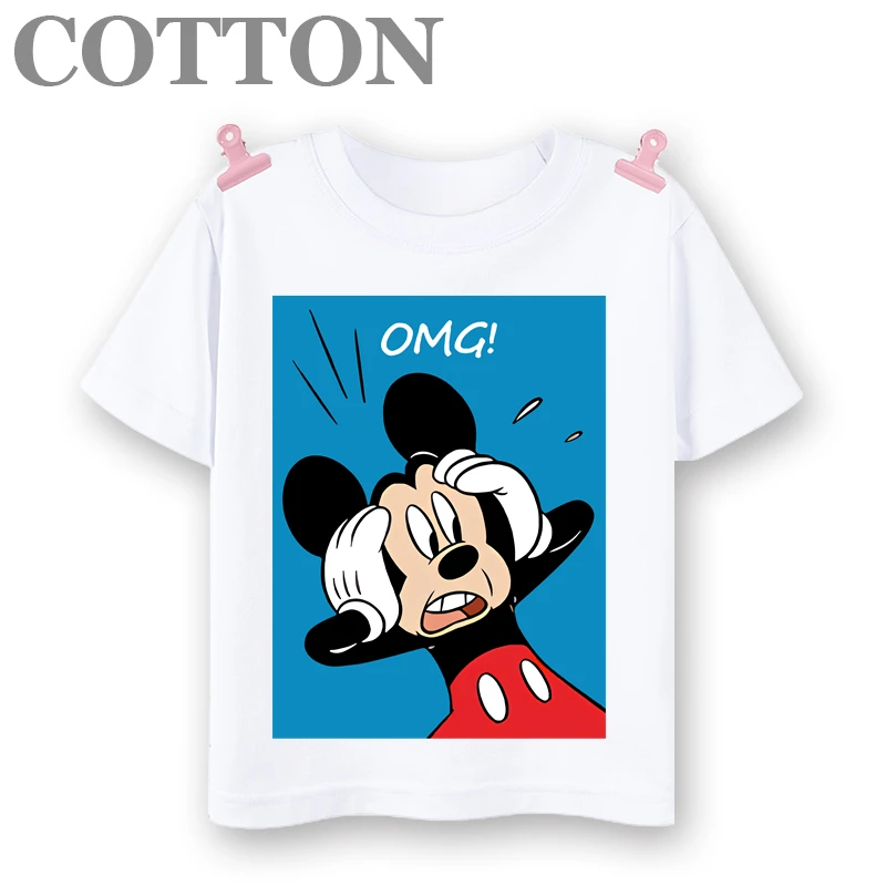 thumbnail image 1 of Camiseta de algodón de verano para niños con estampado de Mickey Mouse y dibujos animados multicolores de Kickball, ropa de manga corta para niños, 1 of 5