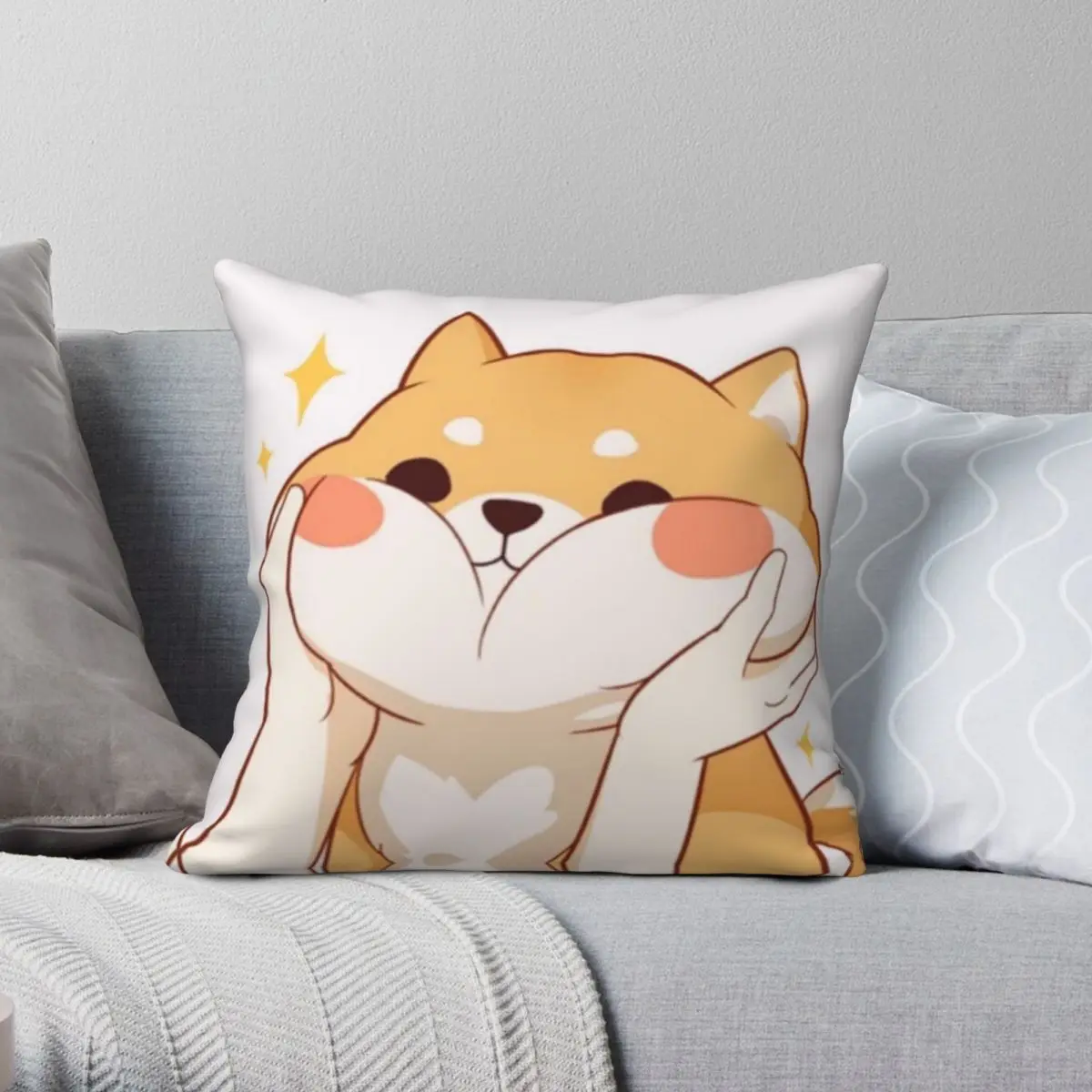 

Квадратная наволочка Kawaii Shiba Inu Dog, полиэстер, лен, бархат, принт, Декоративная Подушка на молнии, искусственная кожа