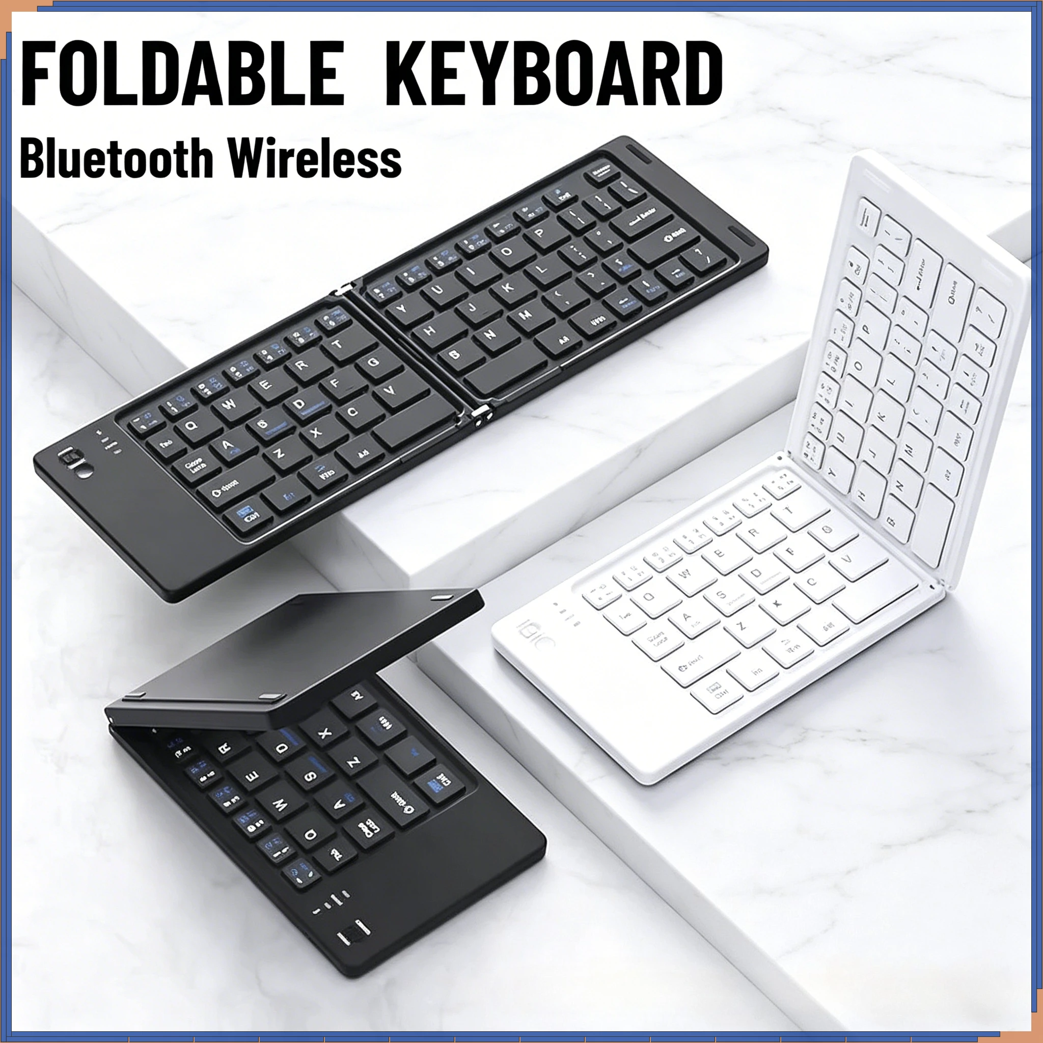 접이식 무선 키보드 슬림 블루투스 키보드 충전식 폴딩 키보드 아이패드용 IOS 안드로이드 윈도우용