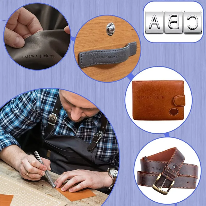Leather Stamping Tools 36Pcs Steel Alphabet Letter Number Stamp Punch Set 3.5mm/6.5mm for DIY Leather Craft