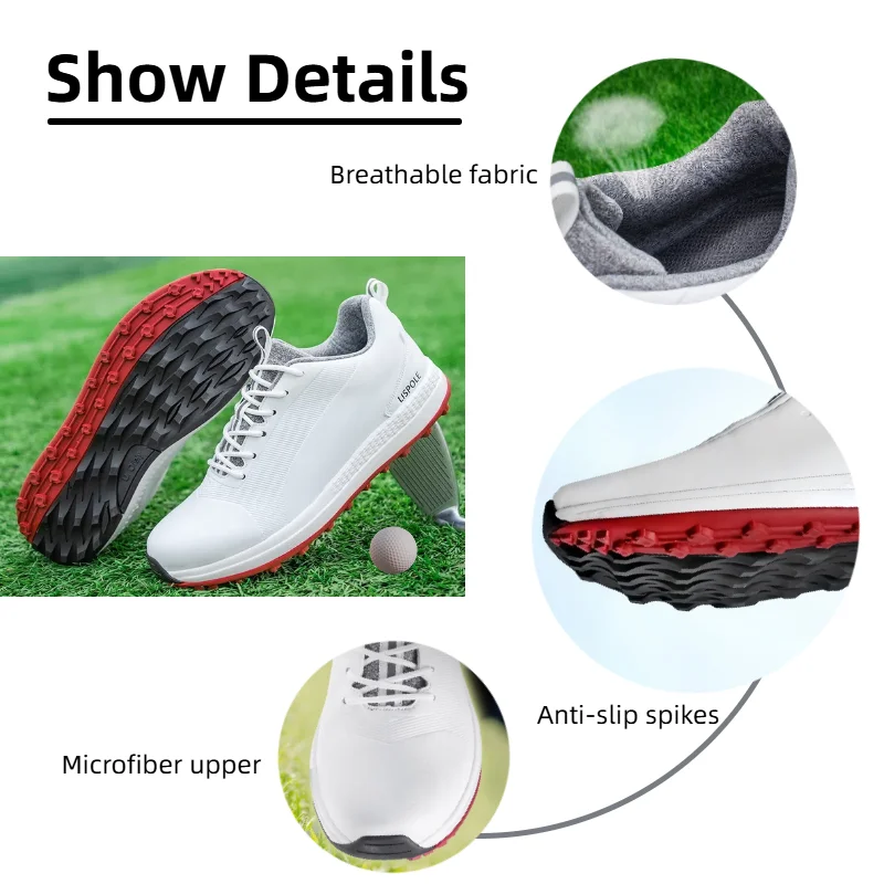 Golf Shoes Men - Waterproof Outdoor Sport Sneakers with Anti-Slip Sole Lightweight Breathable Upper for Beginners Leisure Sports