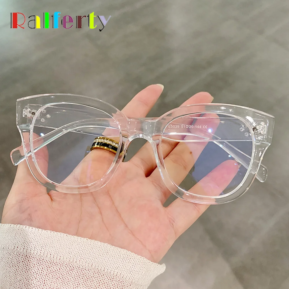 Ralferty Vintage Oversized Glasses Frame Women Men Anti Blue Light Coating Myopia Optic Prescription Eyeglass Frame 0 Diopter anti blue light glasses eyewear frames eyeglasses frames