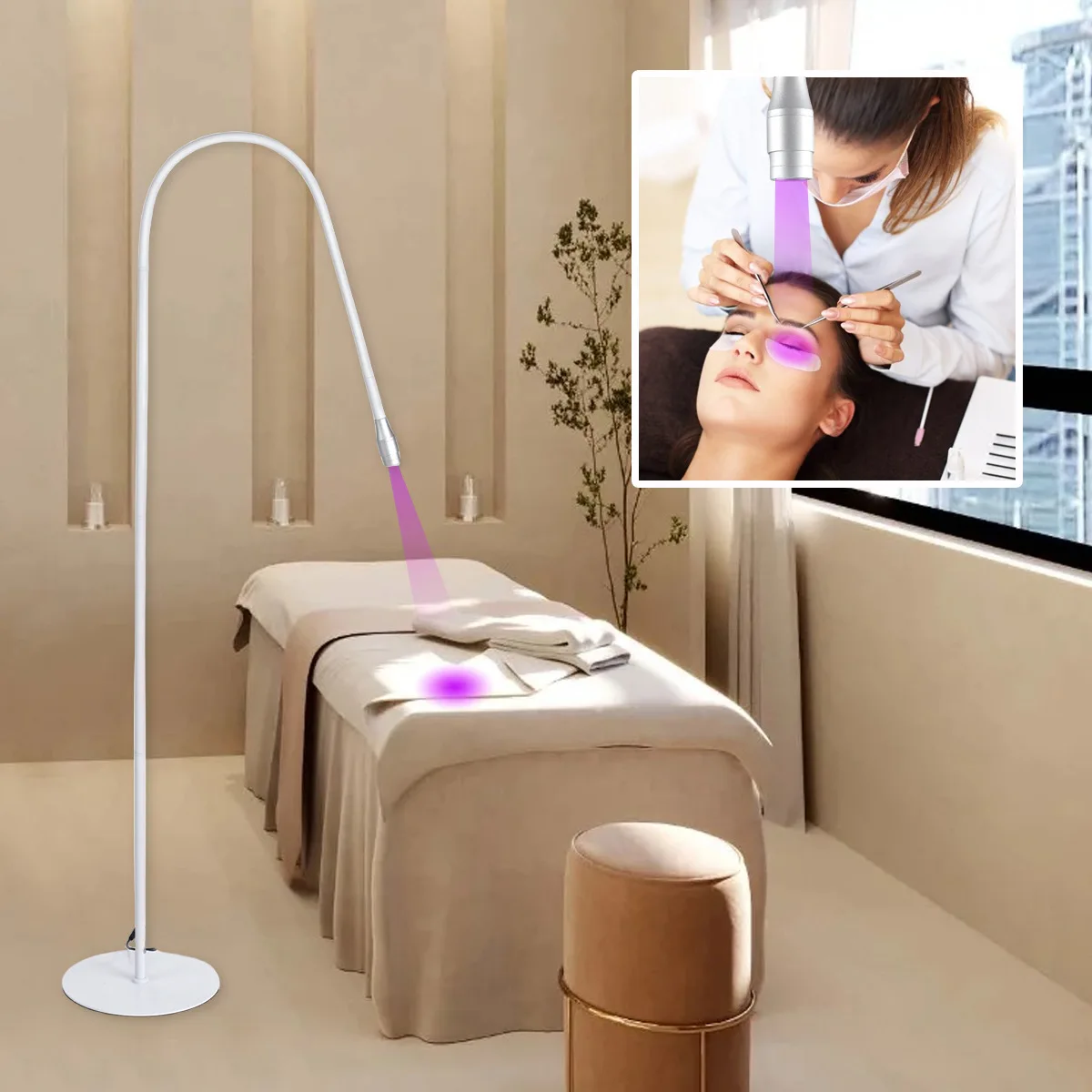 10W Lash UV Curing Lamp Floor with Foot Switch False Eyelash Extension Nail Dryer Grafting Glue Fast Curing Light 2