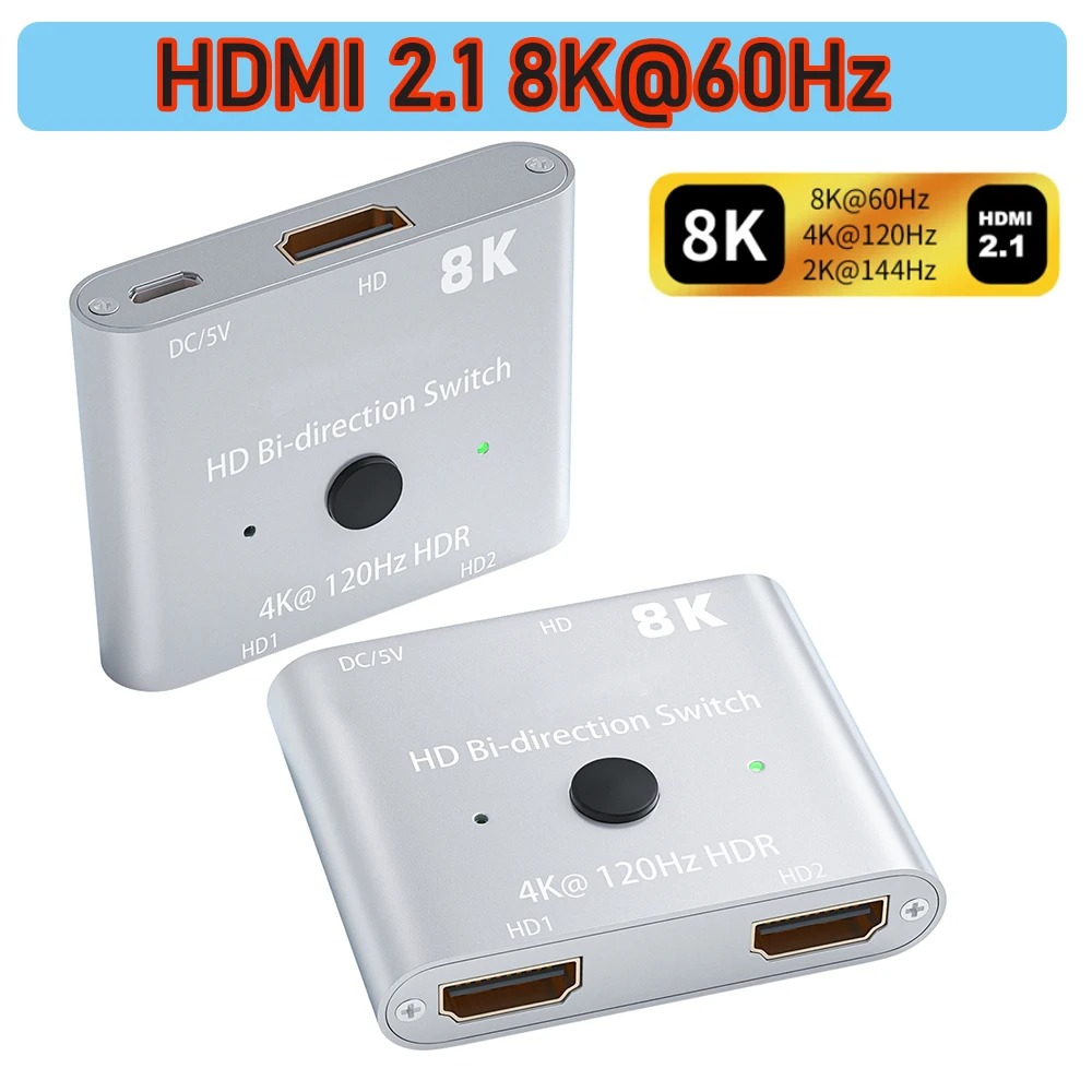 HDMI 2.1 ġ ø,  HDMI 2.0 ø, PS5 Xbox PS4 , 8K, 4K, 60Hz, HDMI AB ġ ø, 1X2 Ǵ 2X1