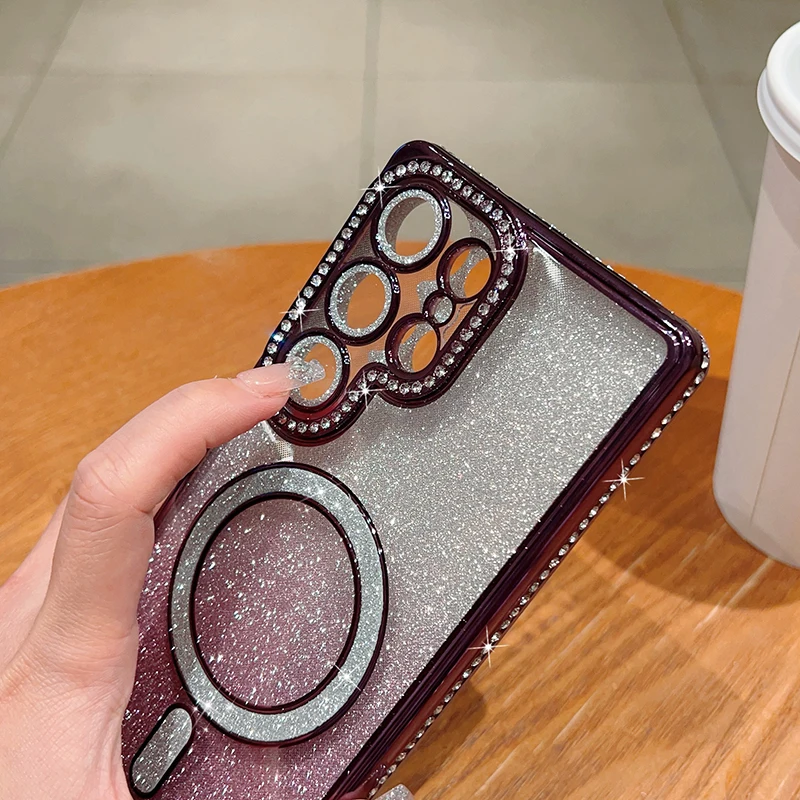 Luxury Gradient Glitter Plating Phone Case - Bling Magnetic Back Soft Cover