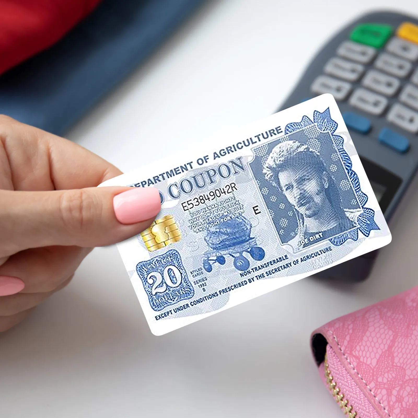 New Creative Credit Card Decoration Stickers Funny Joe Dirt Food Coupon Credit Card Skin Prop Supplies Gifts
