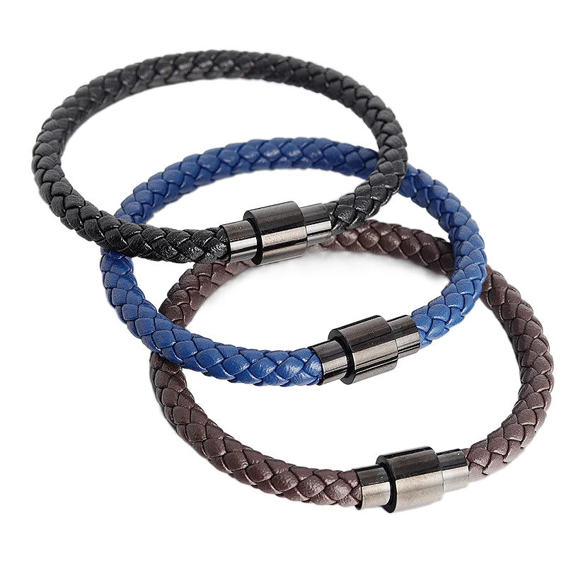 Fashion Leather Hip-Hop Waterproof Stainless Steel Jewelry Sets Batch Of Bracelets Hand-Made Minimalism Magnetic