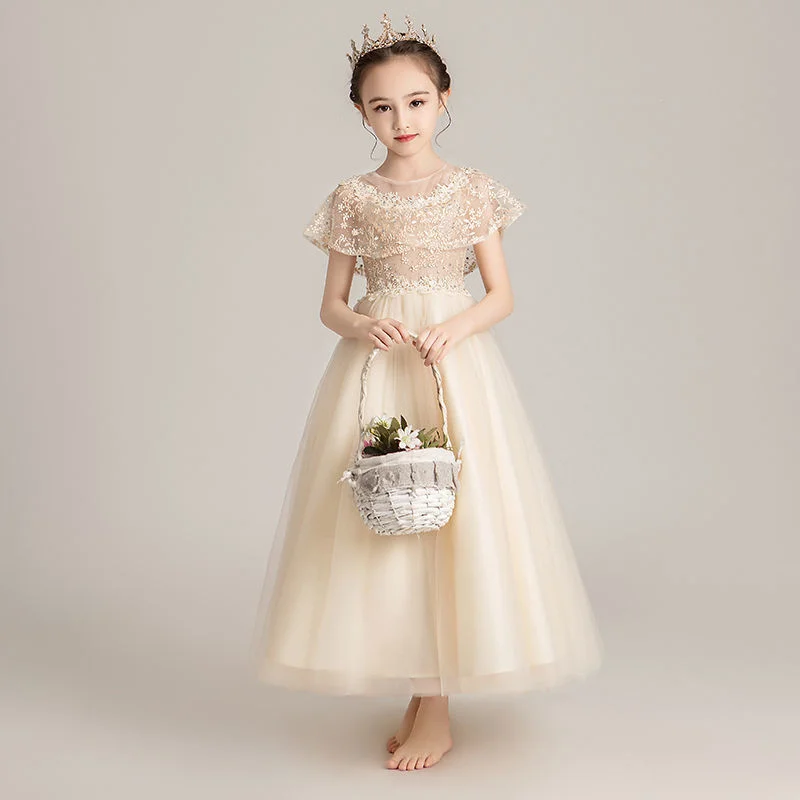 

New Girls Party White Prom Tulle Dress Fluffy Flower Girl Evening Princess Winter Velvet Wedding Toddler Dresses for New Year