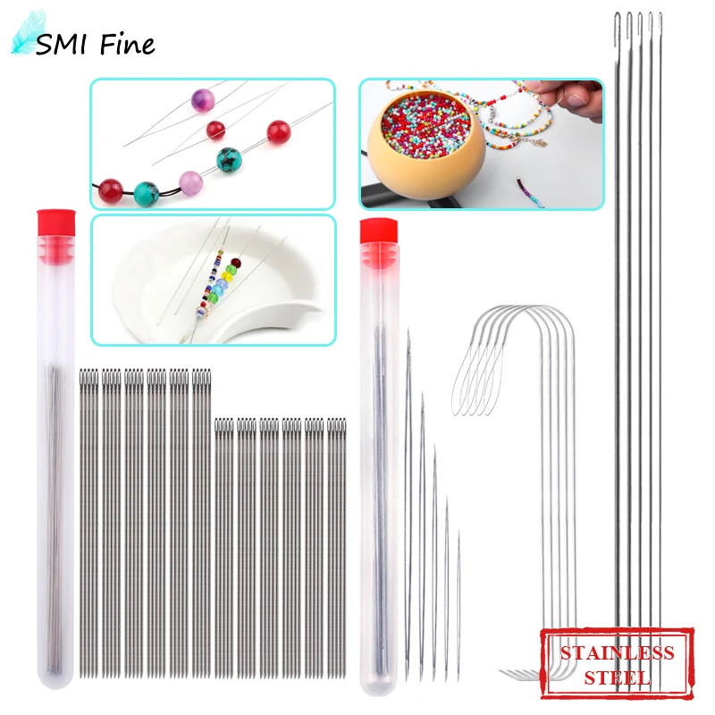 SMI stainless steel beading needles 4 styles jewelry making needle threaders set for jewelry