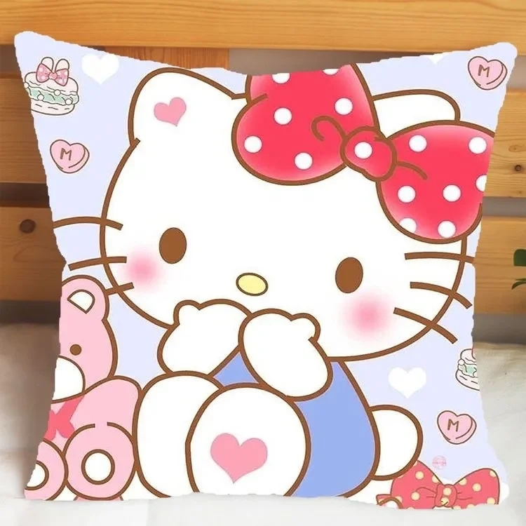 Hello Kitty cat pillowcase cute girly room decoration living room sofa cushion cover children's gift party decoration 4