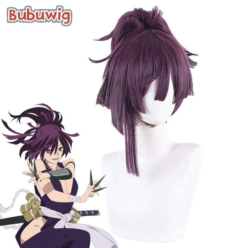 Bubuwig Synthetic Hair Yuzuriha of Keishu Cosplay Wigs Hell's Paradise: Jigokuraku 35cm Purple Ponytail Wigs Heat Resistant