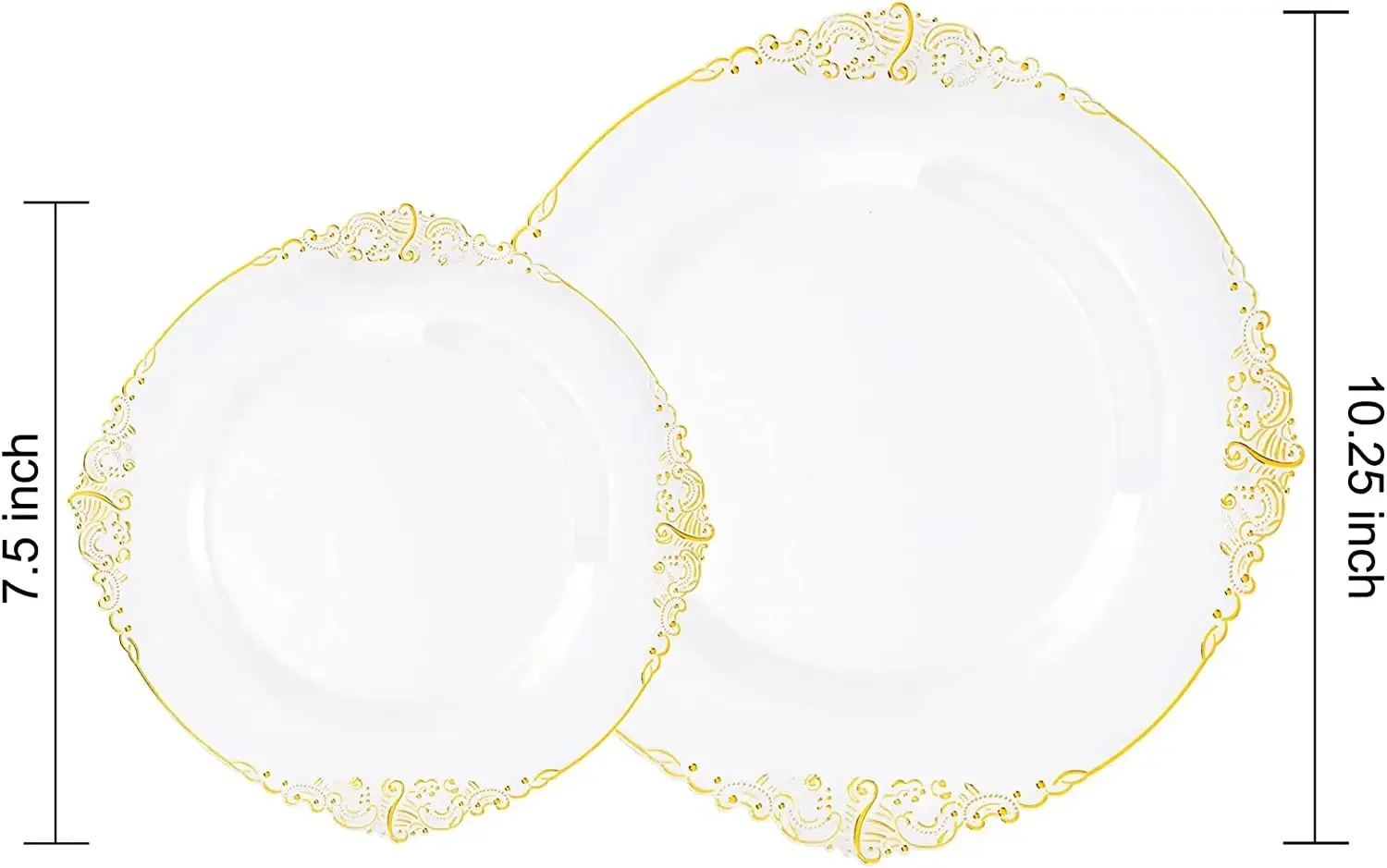 50 People Plastic Dinner Plates White Plastic Plates with Gold Rim Gold Lace for Weddings Celebration