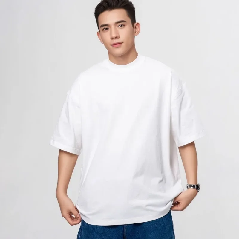 Heavy Wight 425 grams Men T Shirt Cotton Half Sleeve Brathable High Qaulity Round Neck Basic Tops Men Summer T-Shirt
