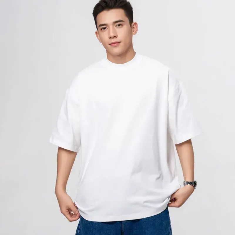 Heavy Wight 425 grams Men T Shirt Cotton Half Sleeve Brathable High Qaulity Round Neck Basic Tops Men Summer T-Shirt - Image 6