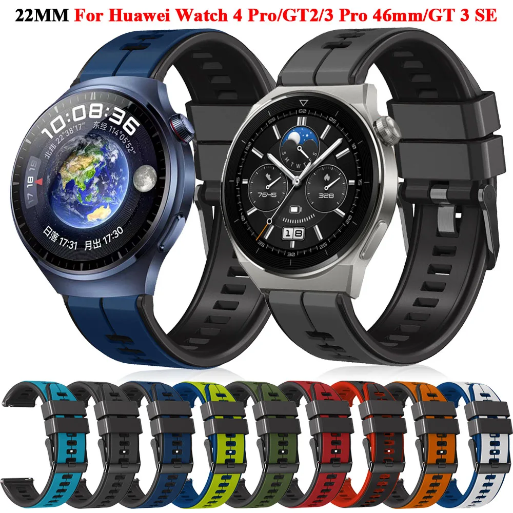 

Ремешок силиконовый для Huawei Watch 4 Pro Correa, браслет для смарт-часов Huawei GT 2 3 SE GT2 GT3 Pro 46 мм, 22 мм