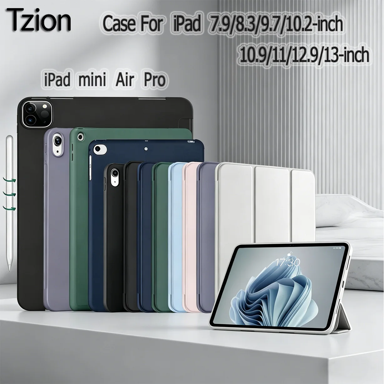 Premium Tri-fold Flip Case with Auto Sleep/Wake and Soft Protective Cover