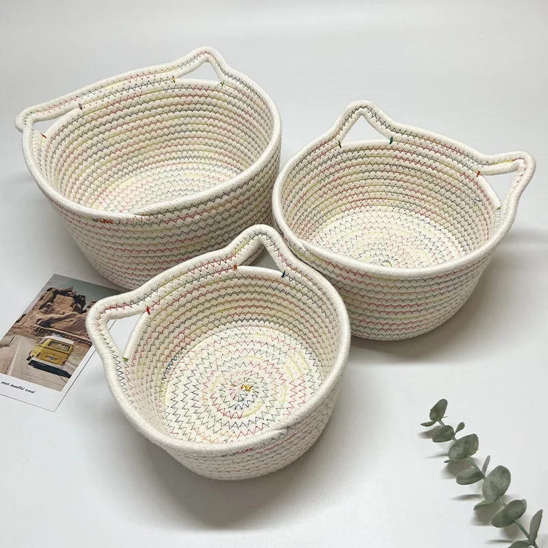 Woven Cotton Rope Storage Basket, Cube Changing Table Organizer