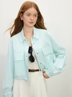 FSLE Blue Workwear Style Sun Protection Suit for Women 2025 Summer New Outdoor Jacket Skirt Versatile Casual Two-piece Suit