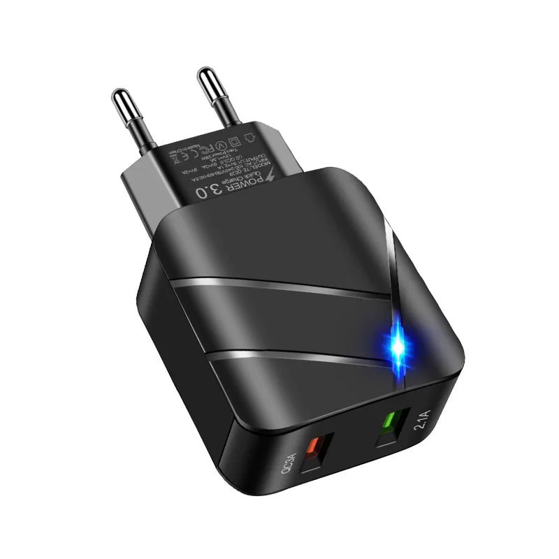 Двойной USB Qc3.0 + 2.1a мульти-порт быстрая зарядка мобильный телефон зарядное