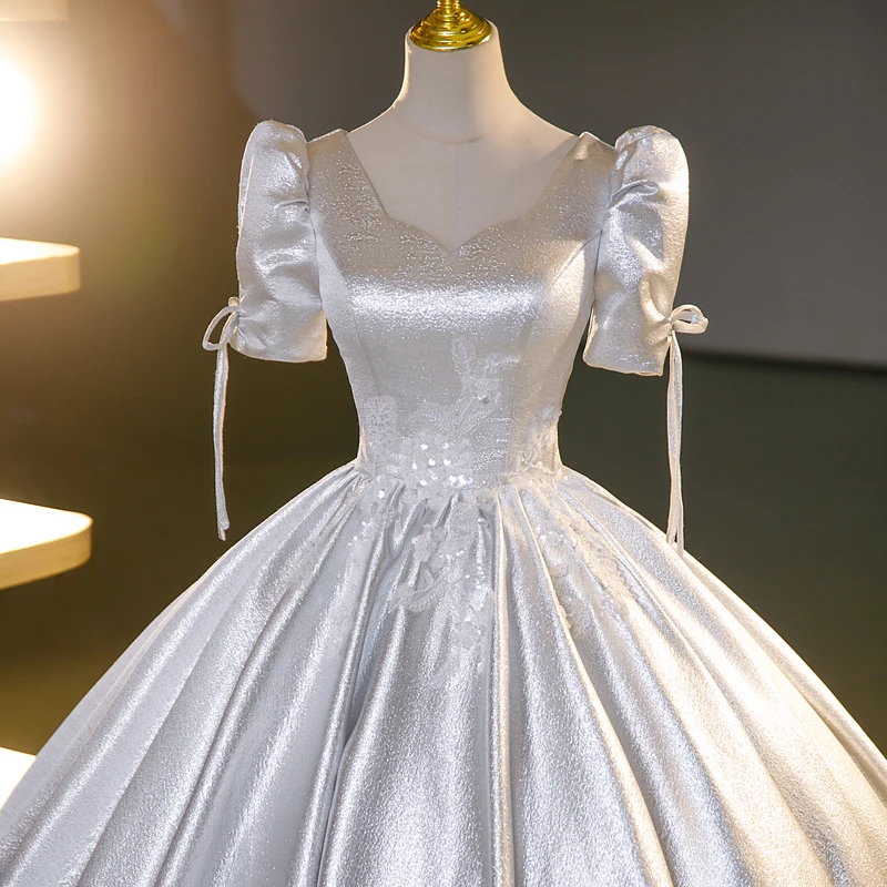 Quinceanera Dresses Sweetheart Ball Gown Brithday Party Silver Pluse Size Short Sleeve Floor Kength